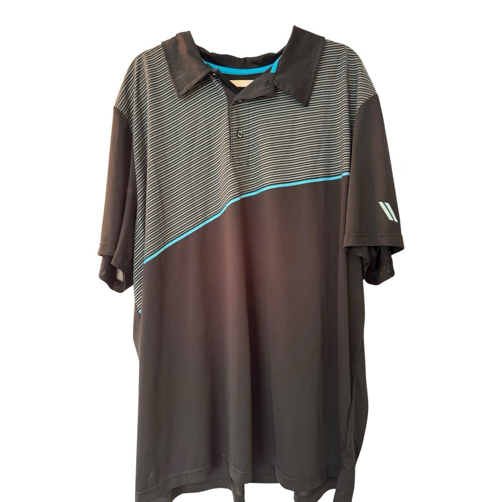KS SPORT Polo Shirt Men’s 3XLT Striped Breathable Short Sleeve Golf Performance